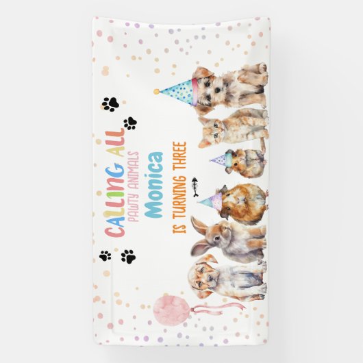 すべてのポーティ動物の誕生日パーティーを呼ぶ 横断幕 (縦)