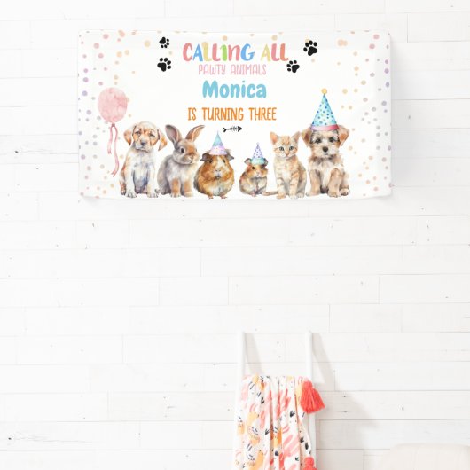 すべてのポーティ動物の誕生日パーティーを呼ぶ 横断幕 (インサイチュ)