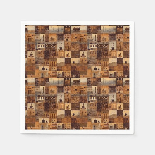 すべてのマイコーヒーパッチワークキルトパターンNo4 スタンダードカクテルナプキン (正面)