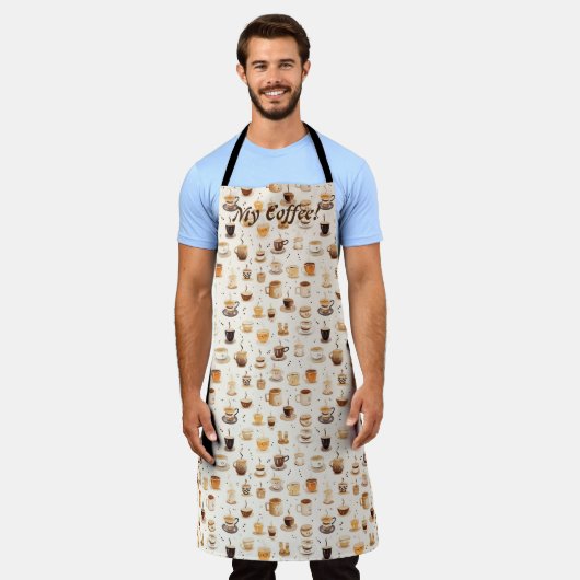 すべてのマイコーヒーパッチワークキルトパターンNo6 エプロン (着用した状態)