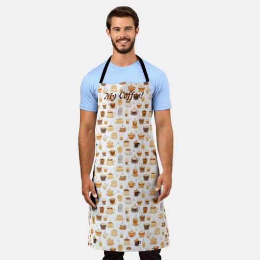 すべてのマイコーヒーパッチワークキルトパターンNo8 エプロン (着用した状態)