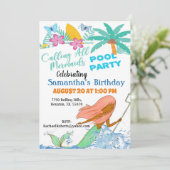 すべてのメルメイドガールプールパーティー誕生日インヴィ 招待状 (スタンド正面)