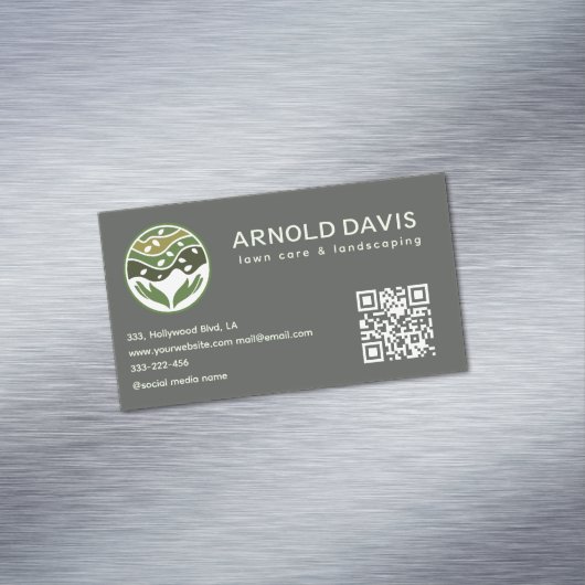 すべてのモダンシーズ気にンの芝生と造園のロゴ マグネット名刺 (インサイチュ)