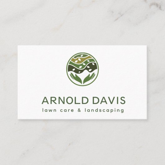 すべてのモダンシーズ気にンの芝生と造園のロゴ 名刺 (正面)