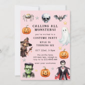 すべてのモンスターのコスチュームをハロウィン誕生日 招待状 (正面)