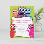 すべてのモンスターを召喚！ ユニセックスの子供の誕生日パーティーの招待状 招待状 (スタンド正面)