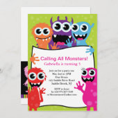 すべてのモンスターを召喚！ ユニセックスの子供の誕生日パーティーの招待状 招待状 (正面/裏面)