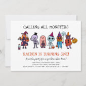すべてのモンスターを呼び出すハロウィーン1回目の誕生日パーティー 招待状 (正面)