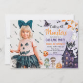 すべてのモンスターを呼べ！ハロウィンの衣装パーティーの誕生日 招待状 (正面)