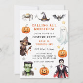 すべてのモンスターを呼べ ハロウィン 誕生日 パーティー 招待状 (正面)