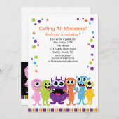 すべてのモンスターを子供の誕生日の招待状と電話します 招待状 (正面/裏面)