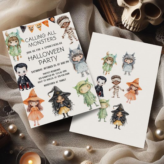 すべてのモンスタースキッズコスチュームハローウィンパーティ 招待状