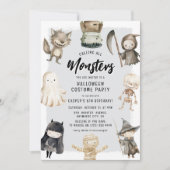 すべてのモンスタースキッズハロウィーン誕生日 招待状 (正面)