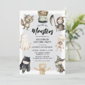 すべてのモンスタースキッズハロウィーン誕生日 招待状 (スタンド正面)