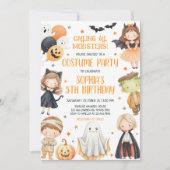 すべてのモンスタースハロウィーン誕生日 招待状 (正面)