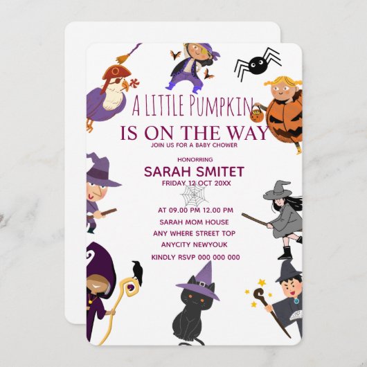 すべてのモンスターズ誕生日招待状ハロウィーン誕生日 セーブザデート (正面/裏面)