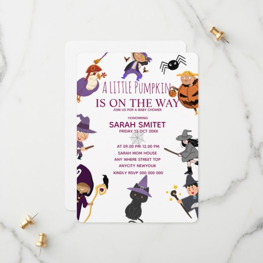 すべてのモンスターズ誕生日招待状ハロウィーン誕生日 セーブザデート (正面/裏面インサイチュ)