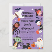 すべてのモンスターハロウィンコスチューム誕生日を呼び出す 招待状 (正面)
