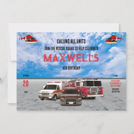 すべてのユニットの呼び出し誕生日招待状 招待状 (正面)