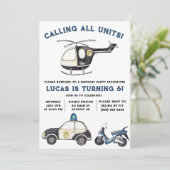 すべてのユニットを呼び出す！警察をテーマにした誕生日パーティー 招待状 (スタンド正面)