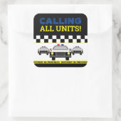 すべてのユニットを呼び出す!警察官誕生日パーティー スクエアシール (バッグ)