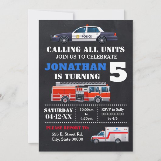 すべてのユニット、あらゆる年齢の誕生日 招待状 (正面)