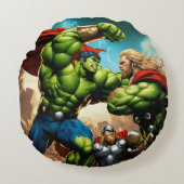 すべてのラウンドでスーパーヒーローくつろぎを解放！」 ラウンドクッション (正面)