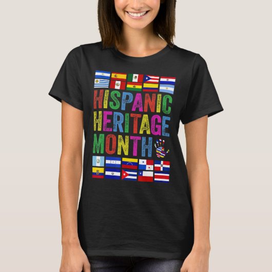 すべてのラテンアメリカ国旗Latino Hispanic伝統 Tシャツ (正面)