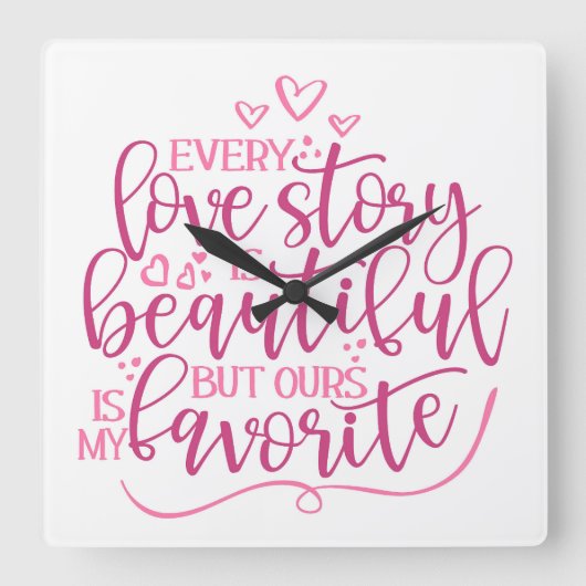 すべてのラブストーリー スクエア壁時計 (正面)