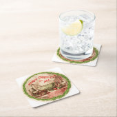 すべてのリースおよび食糧へのメリークリスマス スクエアペーパーコースター (インサイチュ)