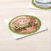 すべてのリースおよび食糧へのメリークリスマス スクエアペーパーコースター (アングル)