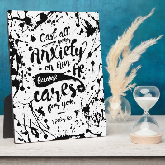 すべての不安を彼に投げ掛ける – 1ペテロ5:7 フォトプラーク (側面)