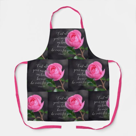 すべての不安クリスチャン聖書聖句の祈りの言葉を投げ出す エプロン (正面)