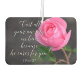 すべての不安クリスチャン聖書聖句の祈りの言葉を投げ出す カーエアーフレッシュナー (裏面)