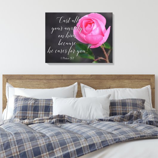 すべての不安クリスチャン聖書聖句の祈りの言葉を投げ出す キャンバスプリント (インサイチュ (寝室))