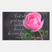 すべての不安クリスチャン聖書聖句の祈りの言葉を投げ出す 長方形シール (正面)