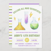 すべての不機嫌科学者を呼ぶ!科学の誕生日パーティー 招待状 (正面/裏面)