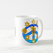 すべての世界の宗教を結合するピースマーク コーヒーマグカップ (正面右)