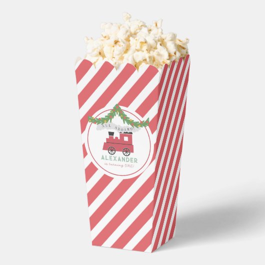 すべての乗船クリスマススチームトレイン誕生日ポップコーン フェイバーボックス (はじけた状態)