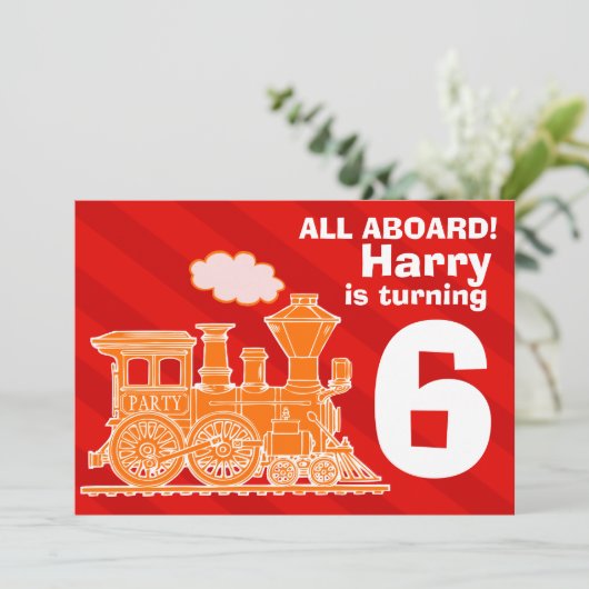すべての乗船少年の列車の誕生日パーティー招待状 招待状 (スタンド正面)