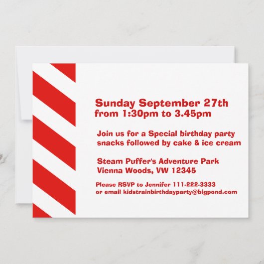 すべての乗船少年の列車の誕生日パーティー招待状 招待状 (裏面)