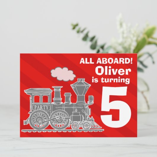 すべての乗船少年の列車の誕生日パーティー招待状 招待状 (スタンド正面)