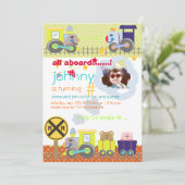 すべての乗船、列車の誕生日パーティー招待状 招待状 (スタンド正面)