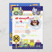 すべての乗船、列車の誕生日パーティー招待状 招待状 (正面/裏面)