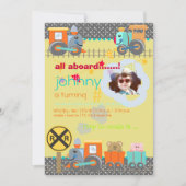 すべての乗船、列車の誕生日パーティー招待状 招待状 (正面)