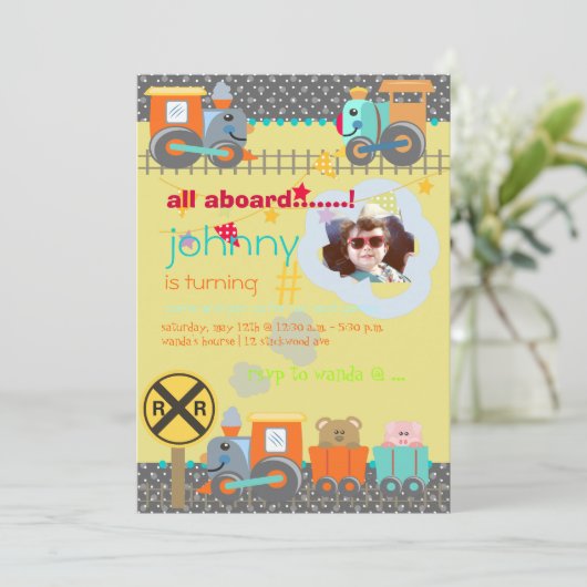 すべての乗船、列車の誕生日パーティー招待状 招待状 (スタンド正面)