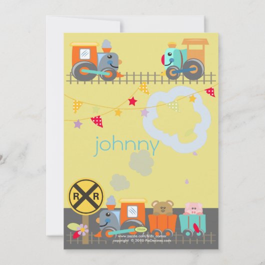 すべての乗船、列車の誕生日パーティー招待状 招待状 (裏面)