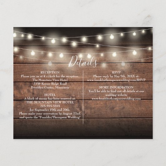 すべての予算を1枚の写真素朴の結婚式の招待 (裏面)