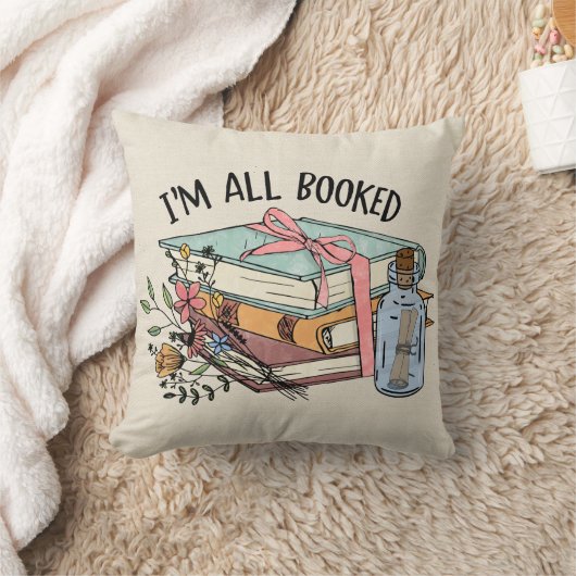 すべての予約された花のリボンのブックメッセージをボトル クッション (ブランケット)