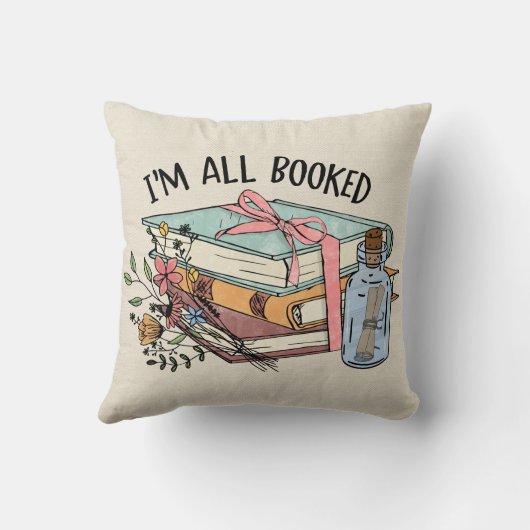 すべての予約された花のリボンのブックメッセージをボトル クッション (裏面)